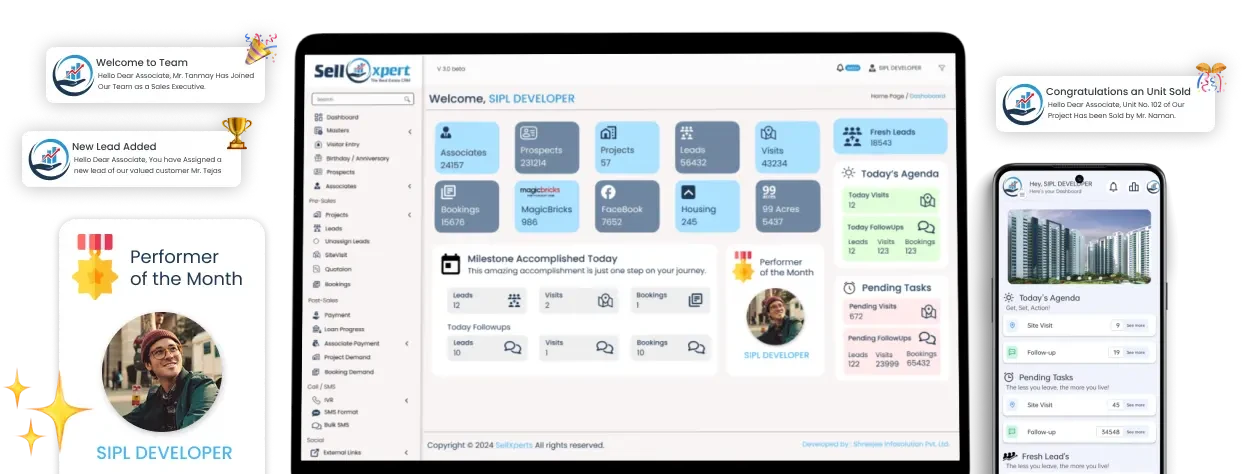 Sellxpert CRM features dashboard